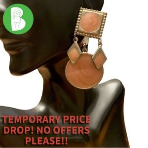 VINTAGE 1980'S GOLD TONE AND MOCHA BROWN WITH AN ORANGE TINT POST EARRINGS